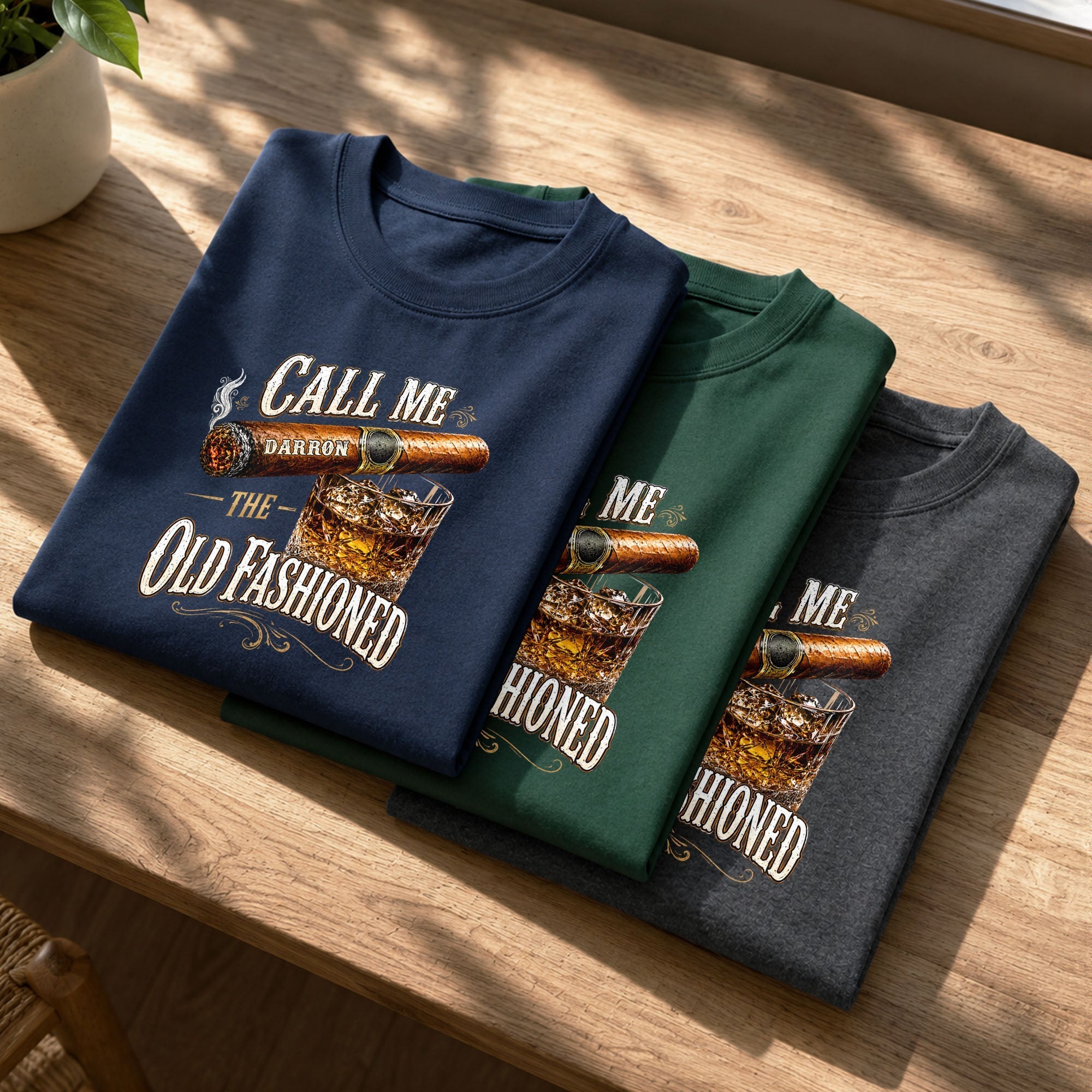 Personalized Cigar and Whiskey Glass T-Shirt Hoodie Gift for Him