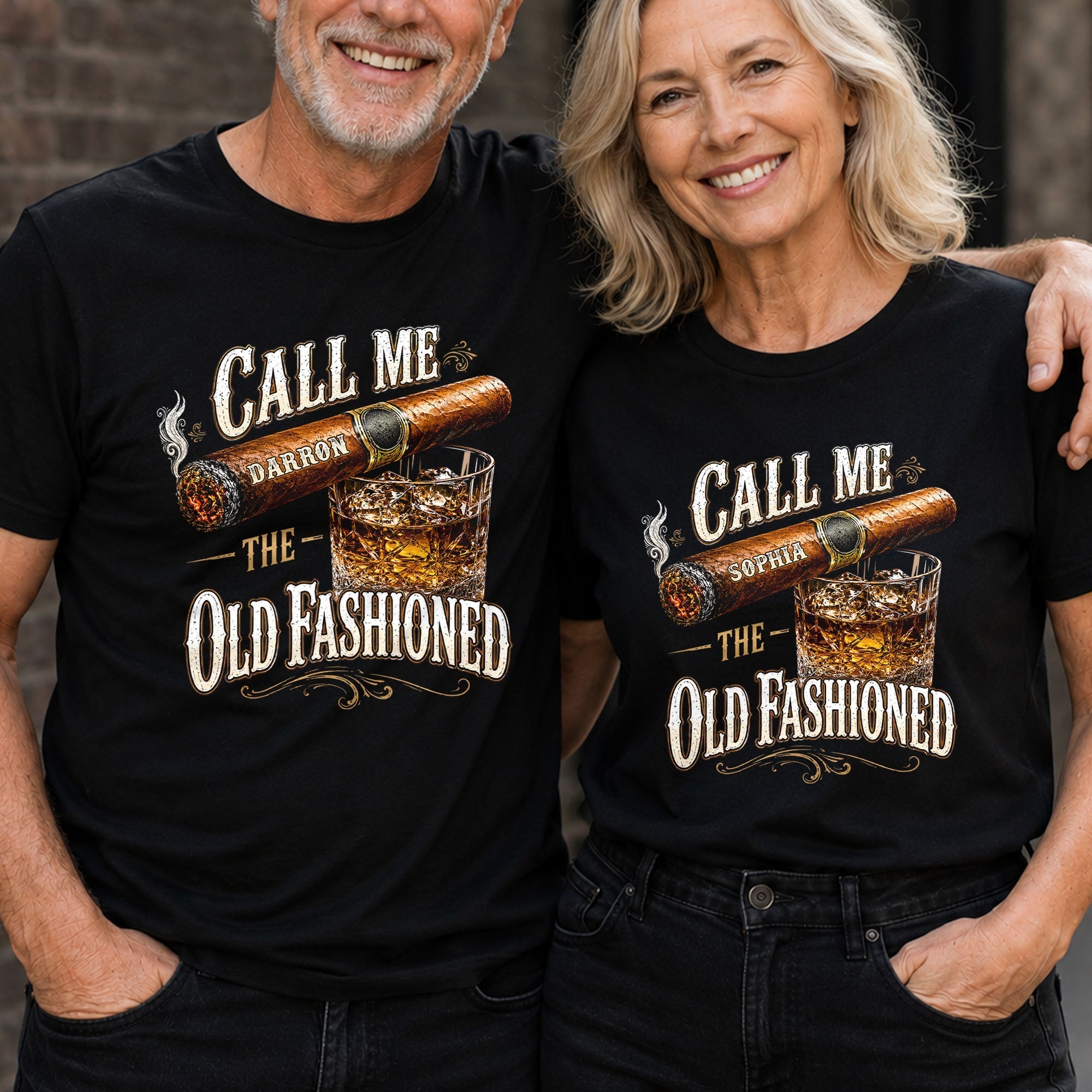 Personalized Cigar and Whiskey Glass T-Shirt Hoodie Gift for Him