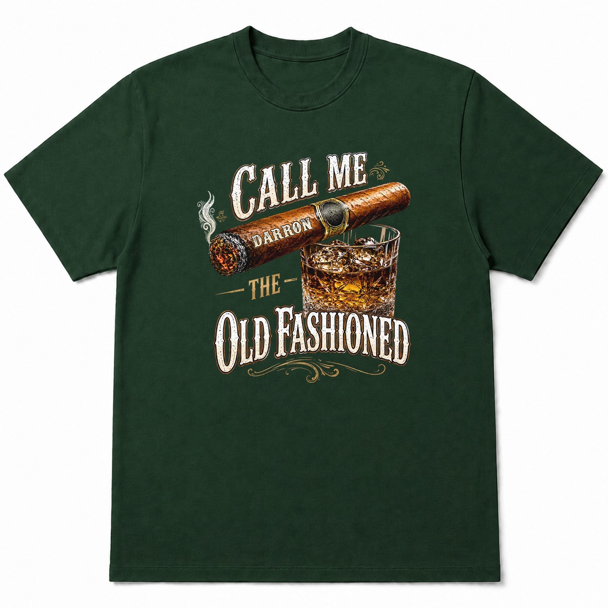 Personalized Cigar and Whiskey Glass T-Shirt Hoodie Gift for Him
