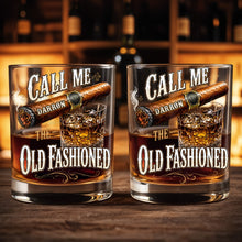 Load image into Gallery viewer, Personalized Custom Whiskey Glass Gift for Dad with Cigar Design
