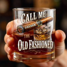 Load image into Gallery viewer, Personalized Custom Whiskey Glass Gift for Dad with Cigar Design
