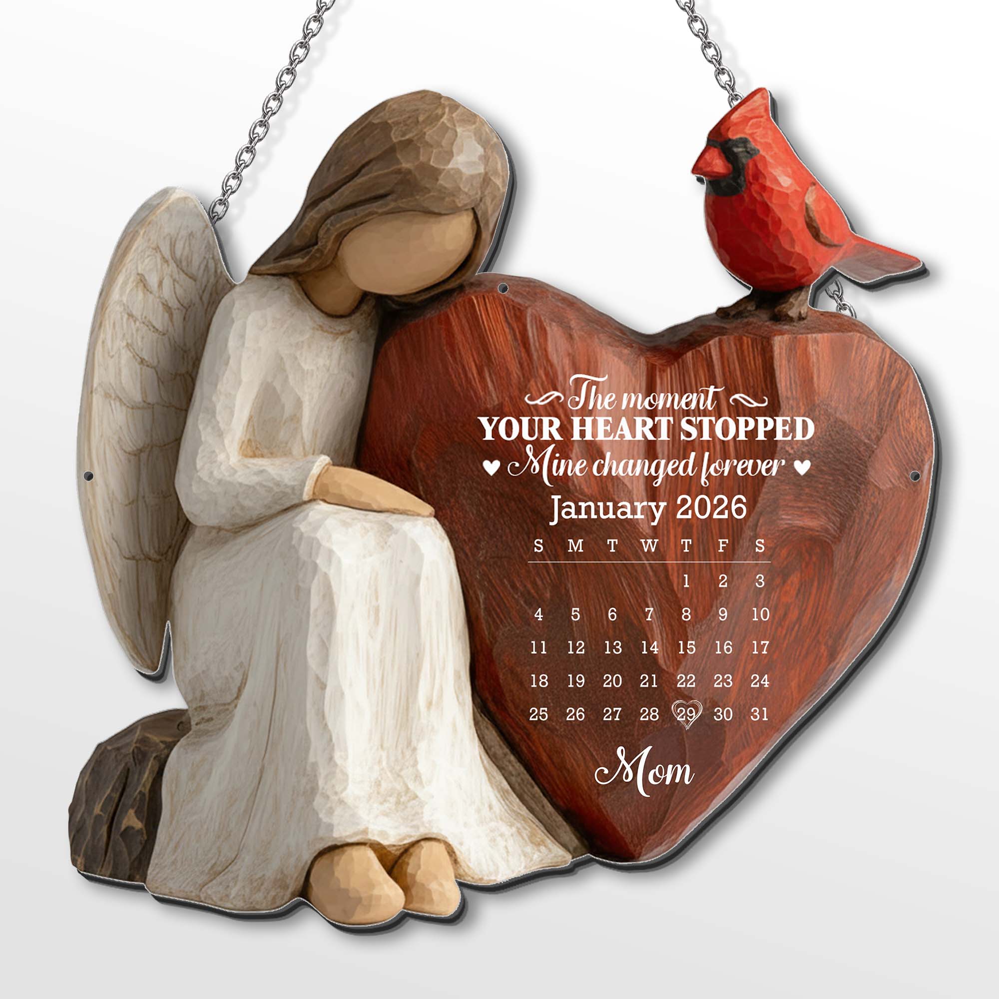 Personalized Metal Sign Custom Shape Heart Cardinal Gift