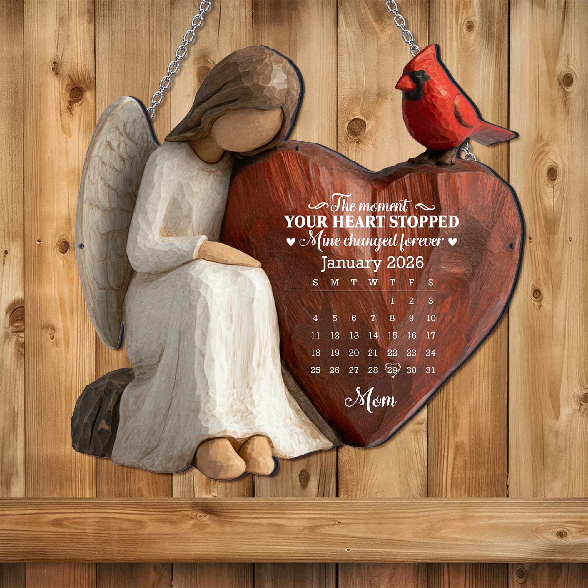 Personalized Metal Sign Custom Shape Heart Cardinal Gift