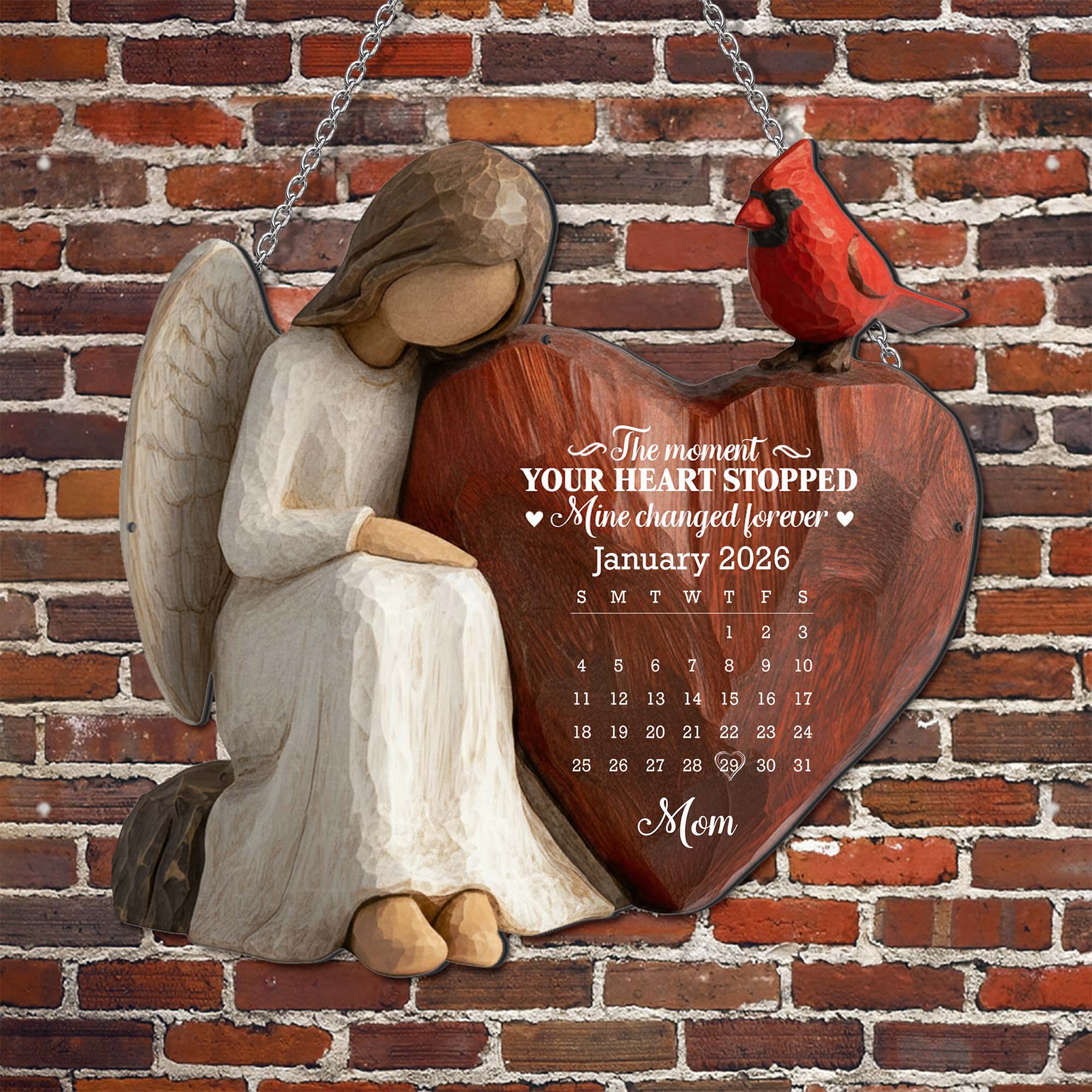 Personalized Metal Sign Custom Shape Heart Cardinal Gift