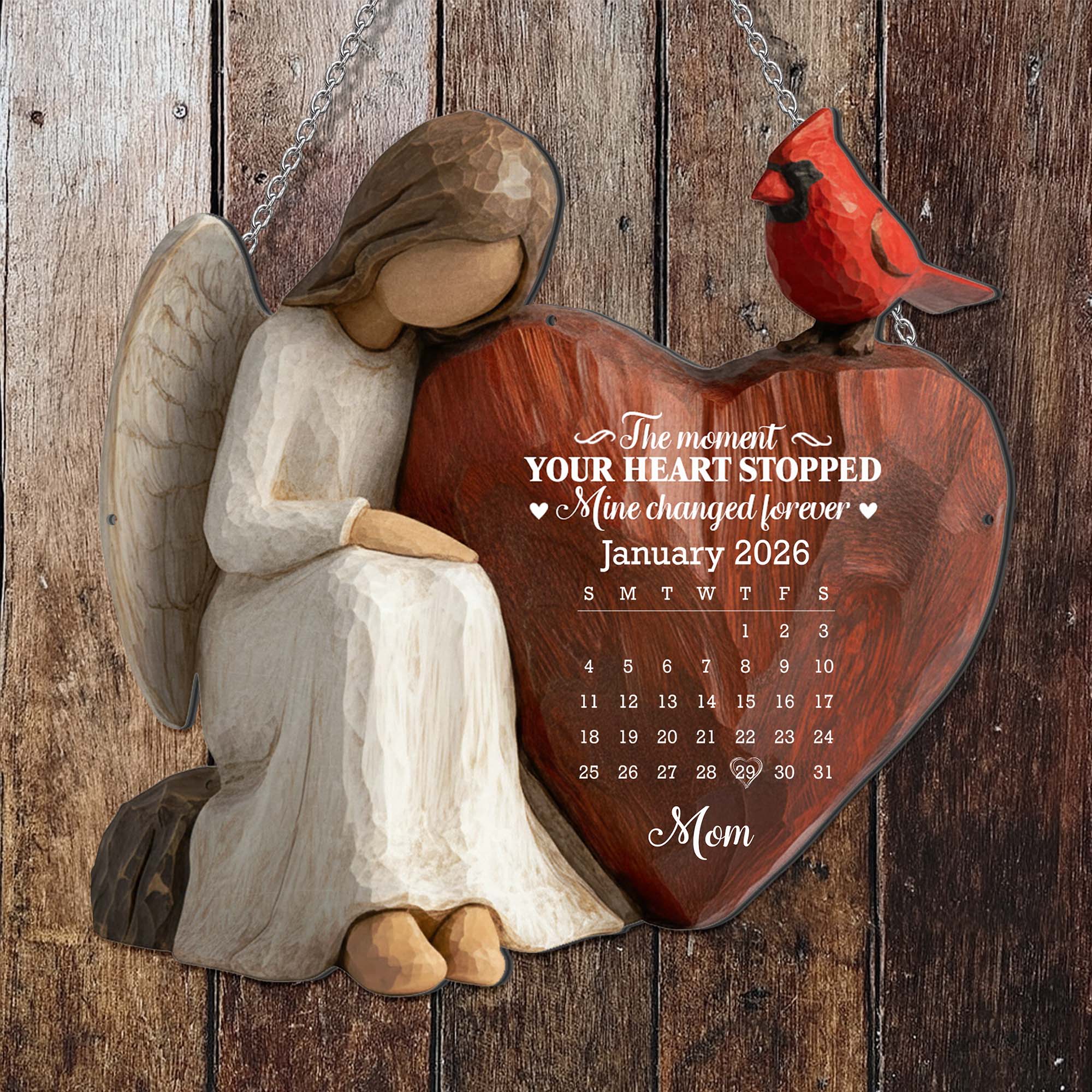 Personalized Metal Sign Custom Shape Heart Cardinal Gift