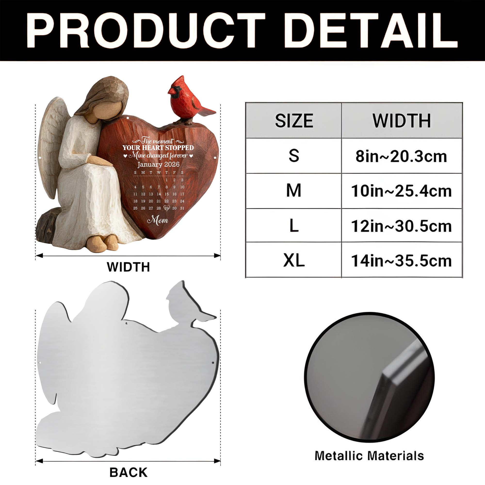 Personalized Metal Sign Custom Shape Heart Cardinal Gift