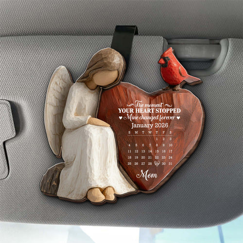 Personalized Wood Heart Car Visor Clip Memorial Gift for Mom