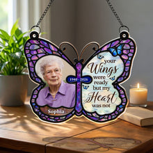 Load image into Gallery viewer, Personalized Butterfly Memorial Suncatcher Custom Photo Gift
