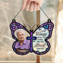 Load image into Gallery viewer, Personalized Butterfly Memorial Suncatcher Custom Photo Gift
