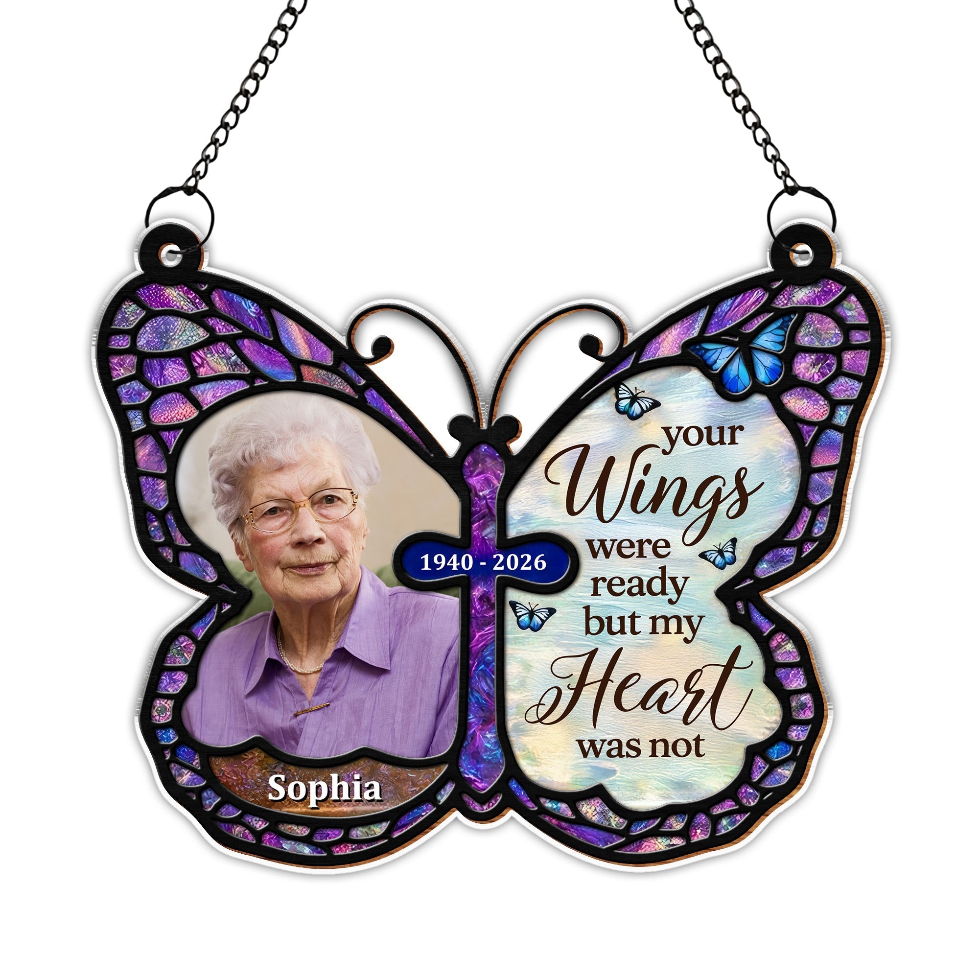 Personalized Butterfly Memorial Suncatcher Custom Photo Gift