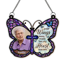 Load image into Gallery viewer, Personalized Butterfly Memorial Suncatcher Custom Photo Gift
