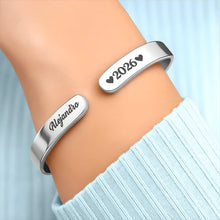 Load image into Gallery viewer, Personalized Stainless Steel Bracelet Cuff Custom Name Gift for Memorial
