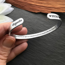 Load image into Gallery viewer, Personalized Stainless Steel Bracelet Cuff Custom Name Gift for Memorial
