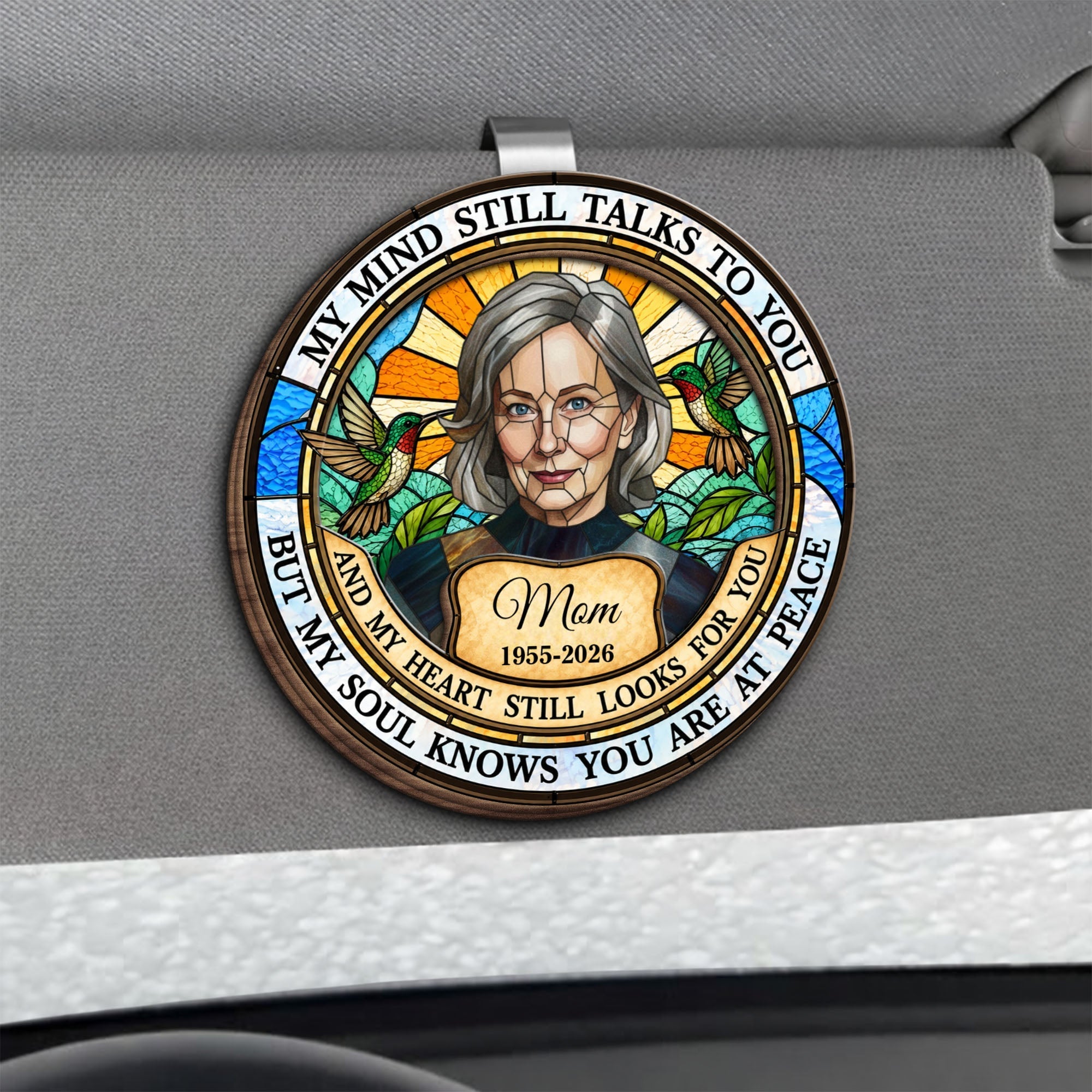 Personalized Memorial Car Visor Clip for Mom Hummingbird Gift