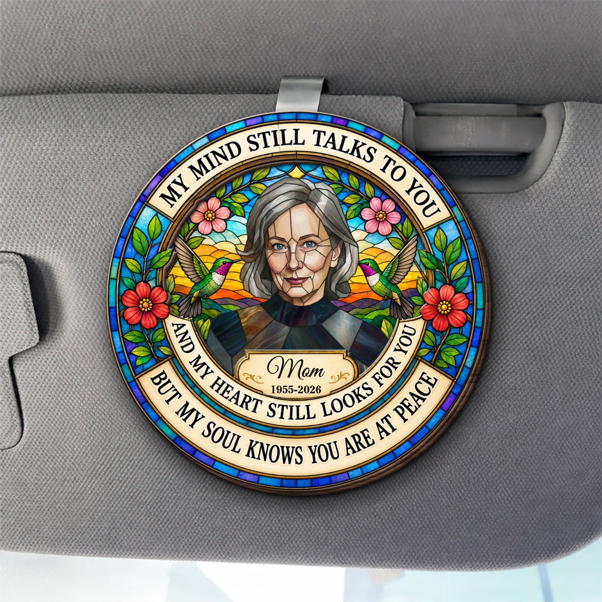 Personalized Memorial Car Visor Clip Custom Hummingbird Gift for Family