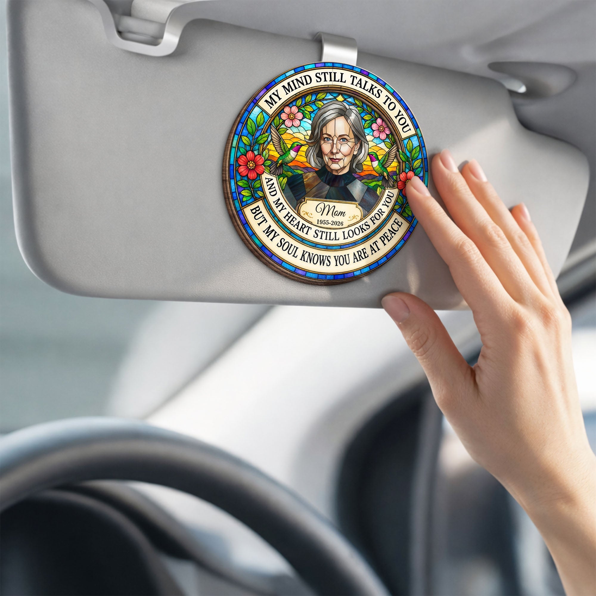 Personalized Memorial Car Visor Clip Custom Hummingbird Gift for Family
