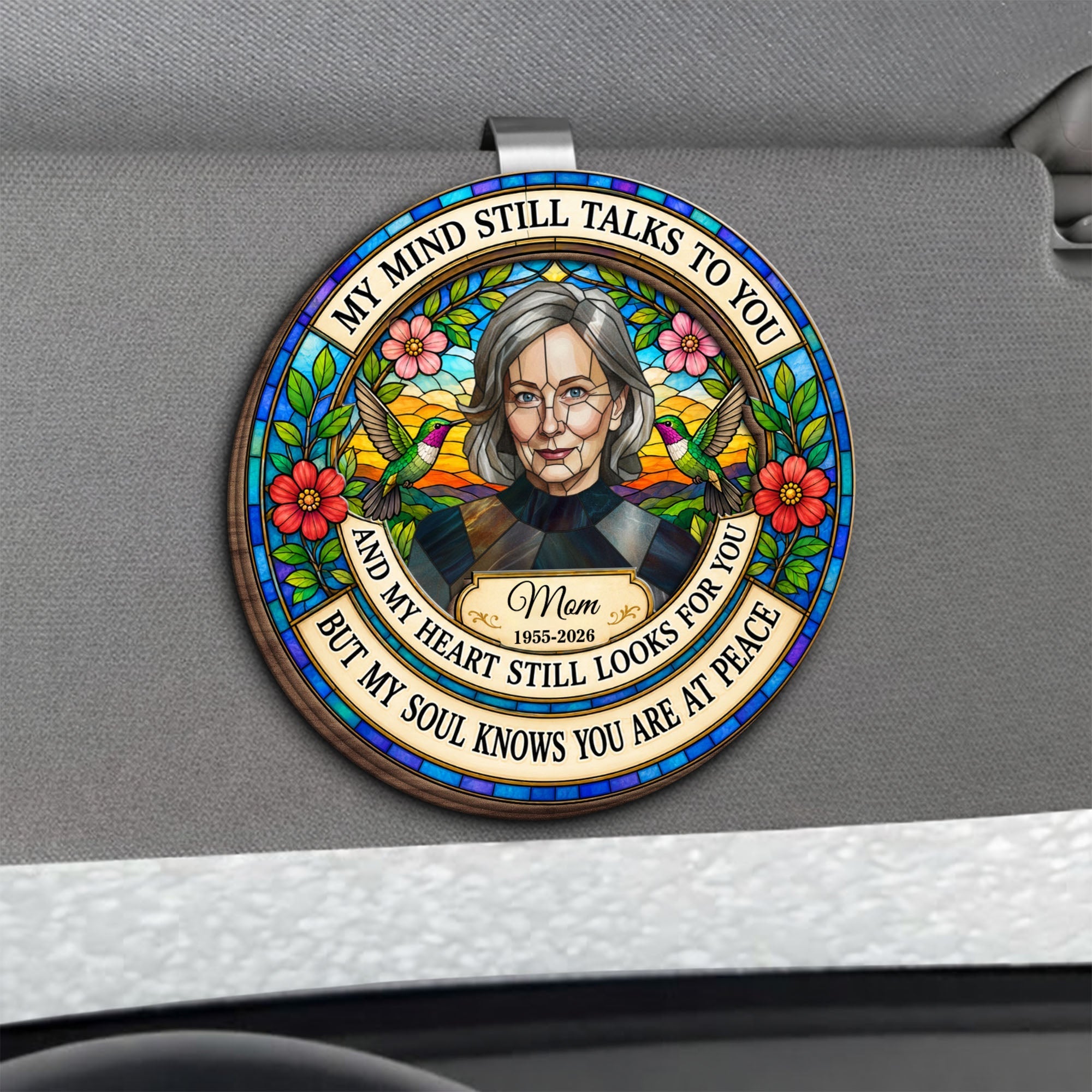 Personalized Memorial Car Visor Clip Custom Hummingbird Gift for Family