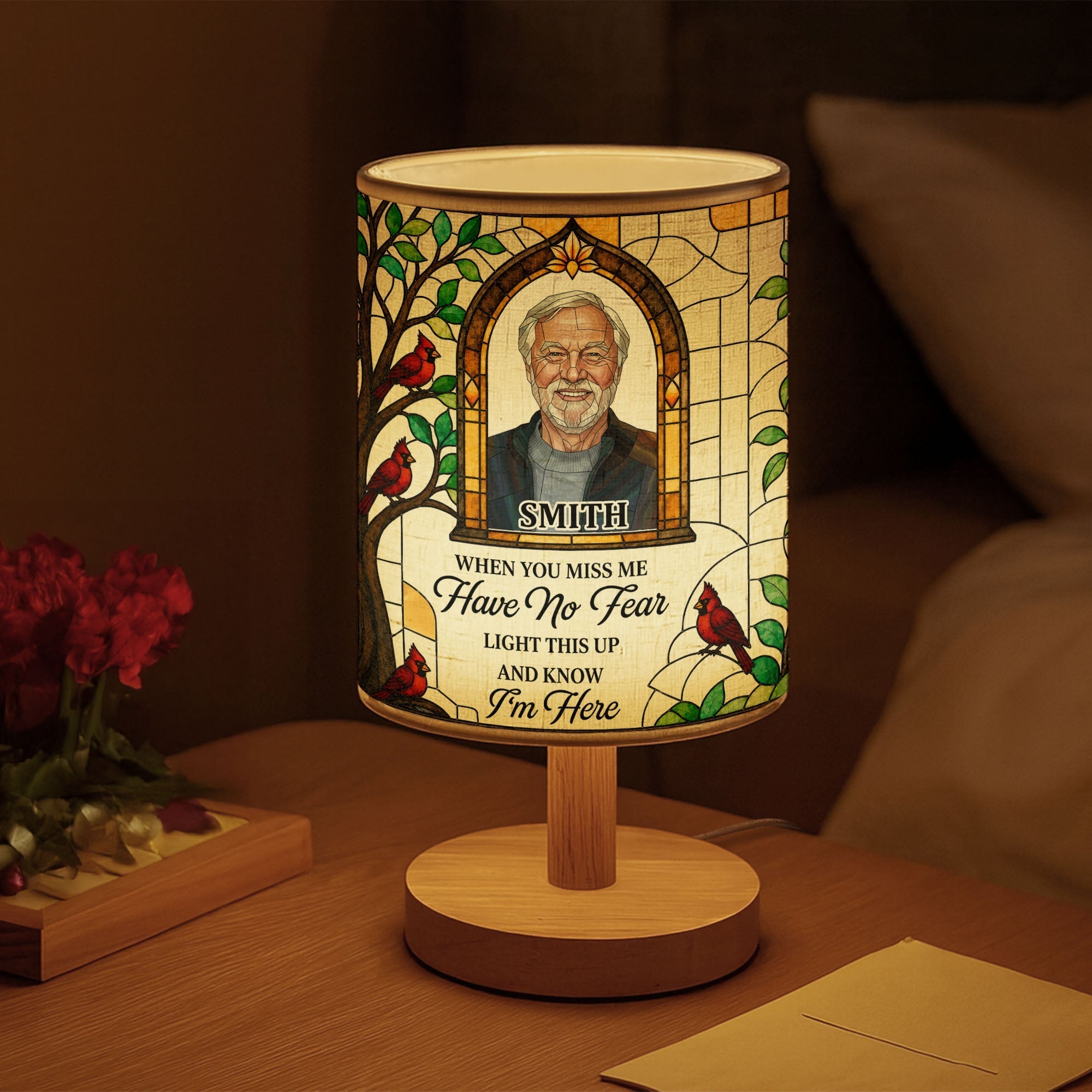Personalized Memorial Fabric Lamp Custom Photo Gift for Family
