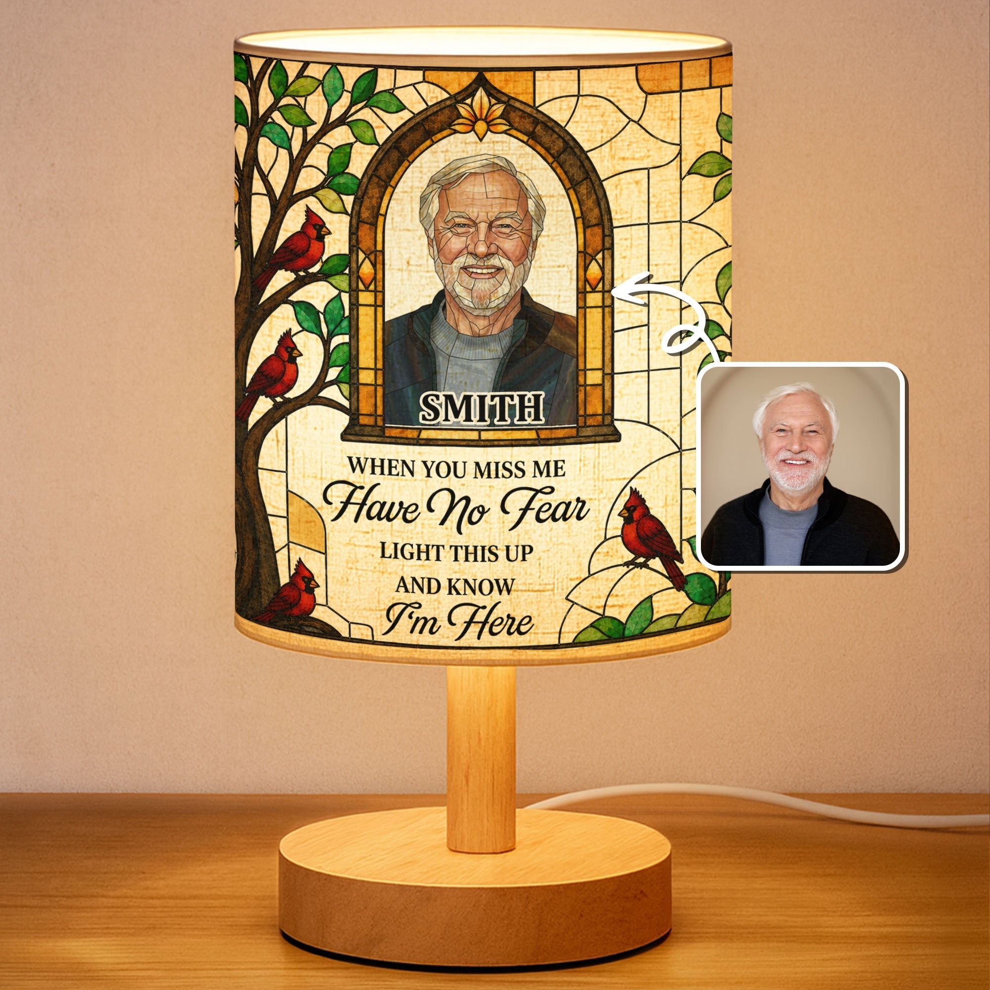 Personalized Memorial Fabric Lamp Custom Photo Gift for Family