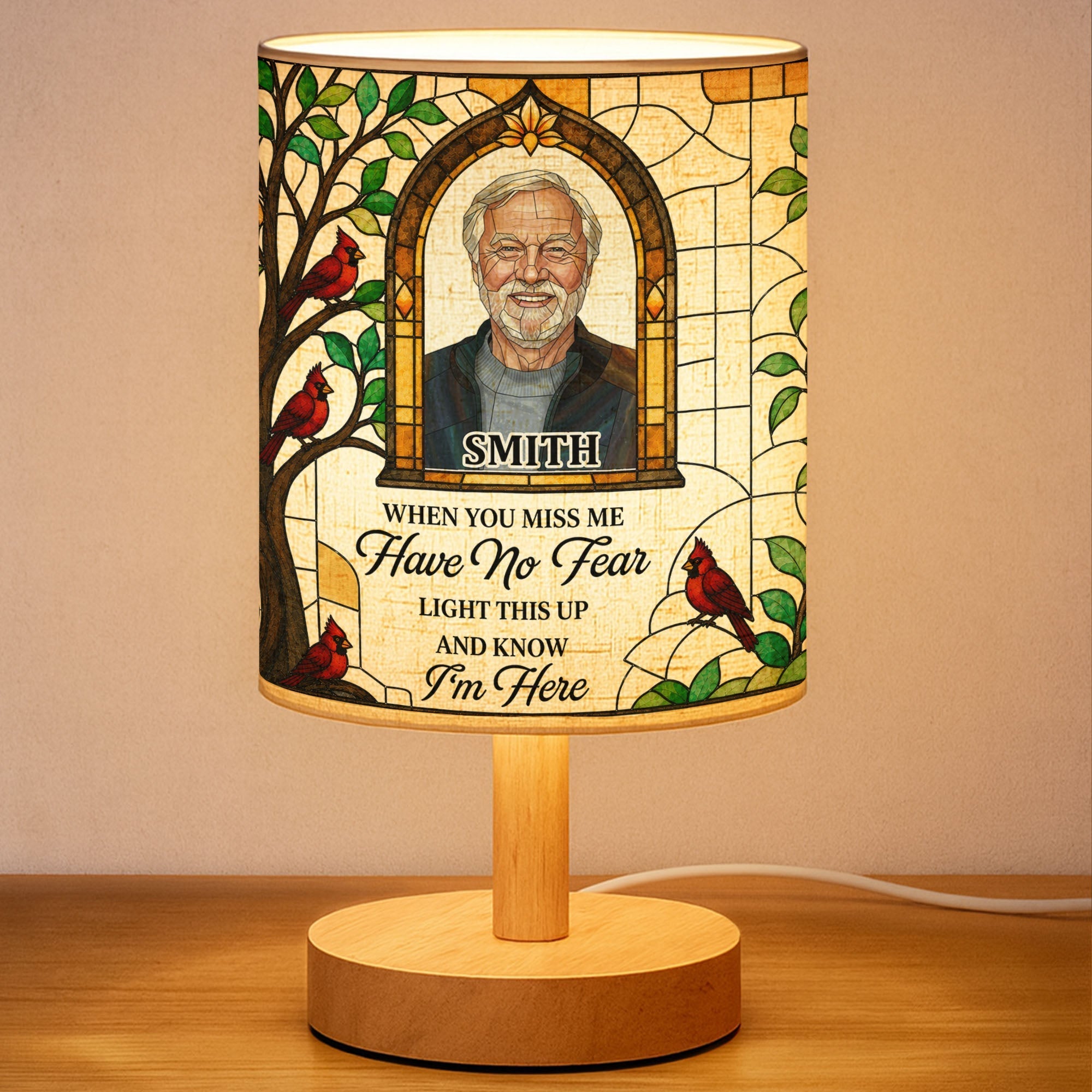 Personalized Memorial Fabric Lamp Custom Photo Gift for Family