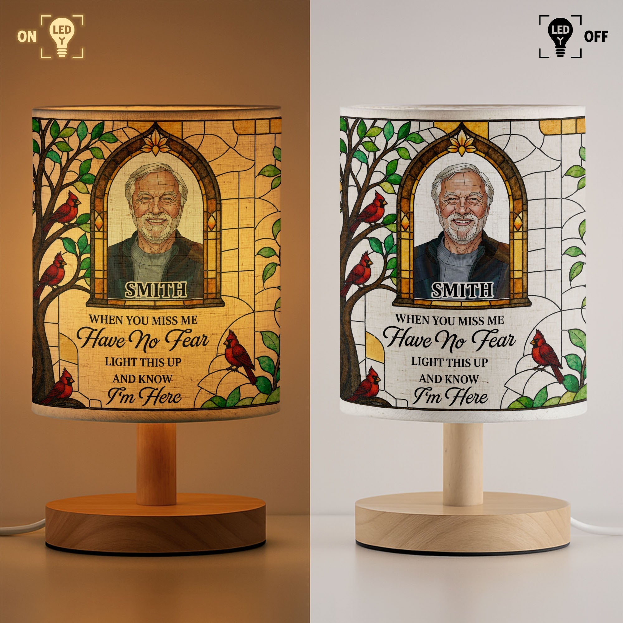 Personalized Memorial Fabric Lamp Custom Photo Gift for Family
