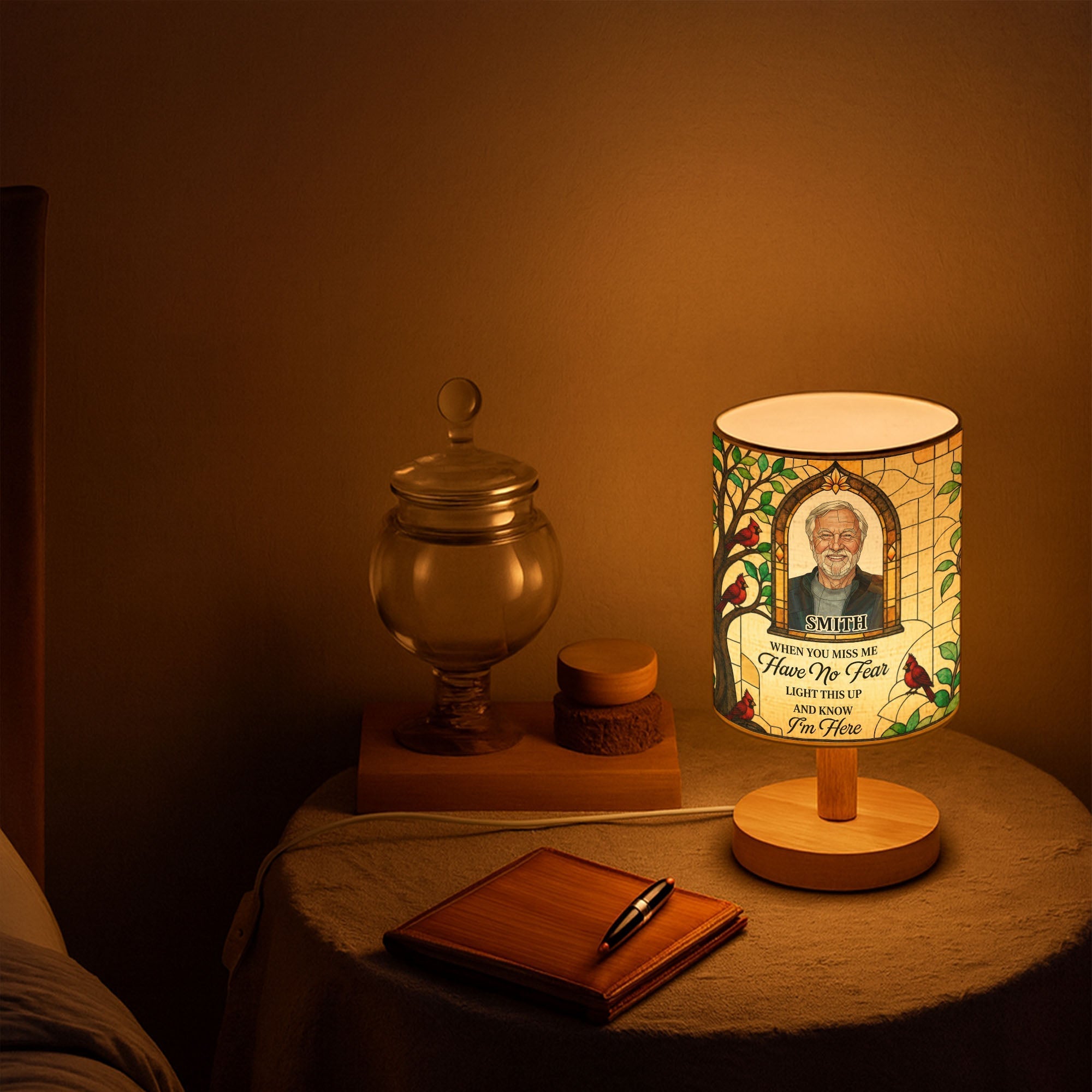 Personalized Memorial Fabric Lamp Custom Photo Gift for Family