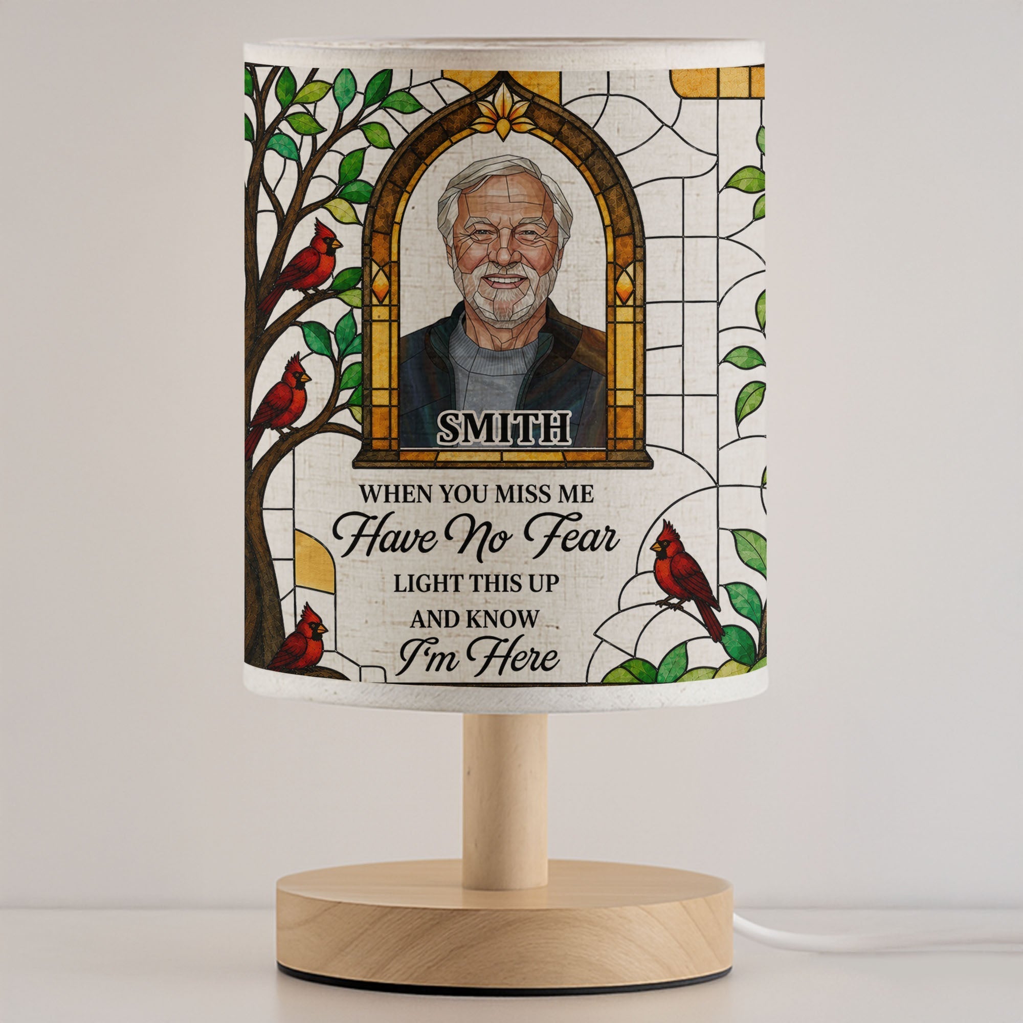 Personalized Memorial Fabric Lamp Custom Photo Gift for Family