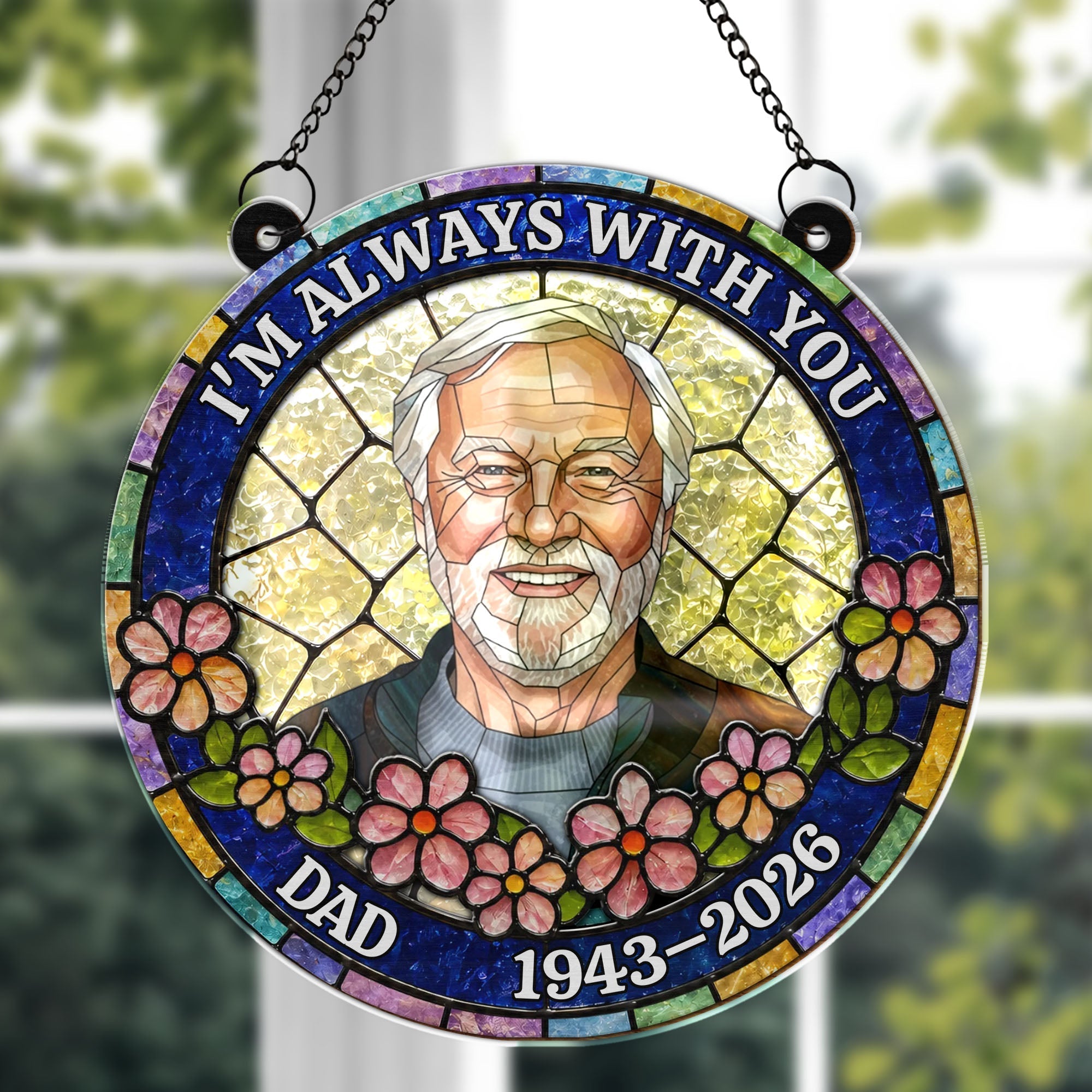 Personalized Suncatcher Memorial Gift for Dad | Custom Flowers