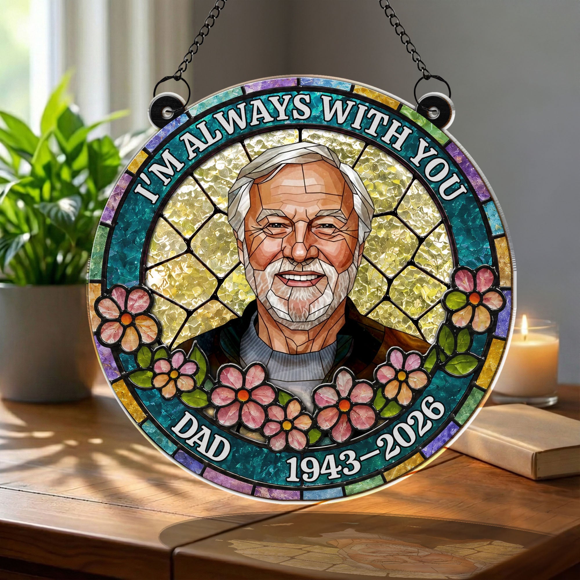 Personalized Suncatcher Memorial Gift for Dad | Custom Flowers