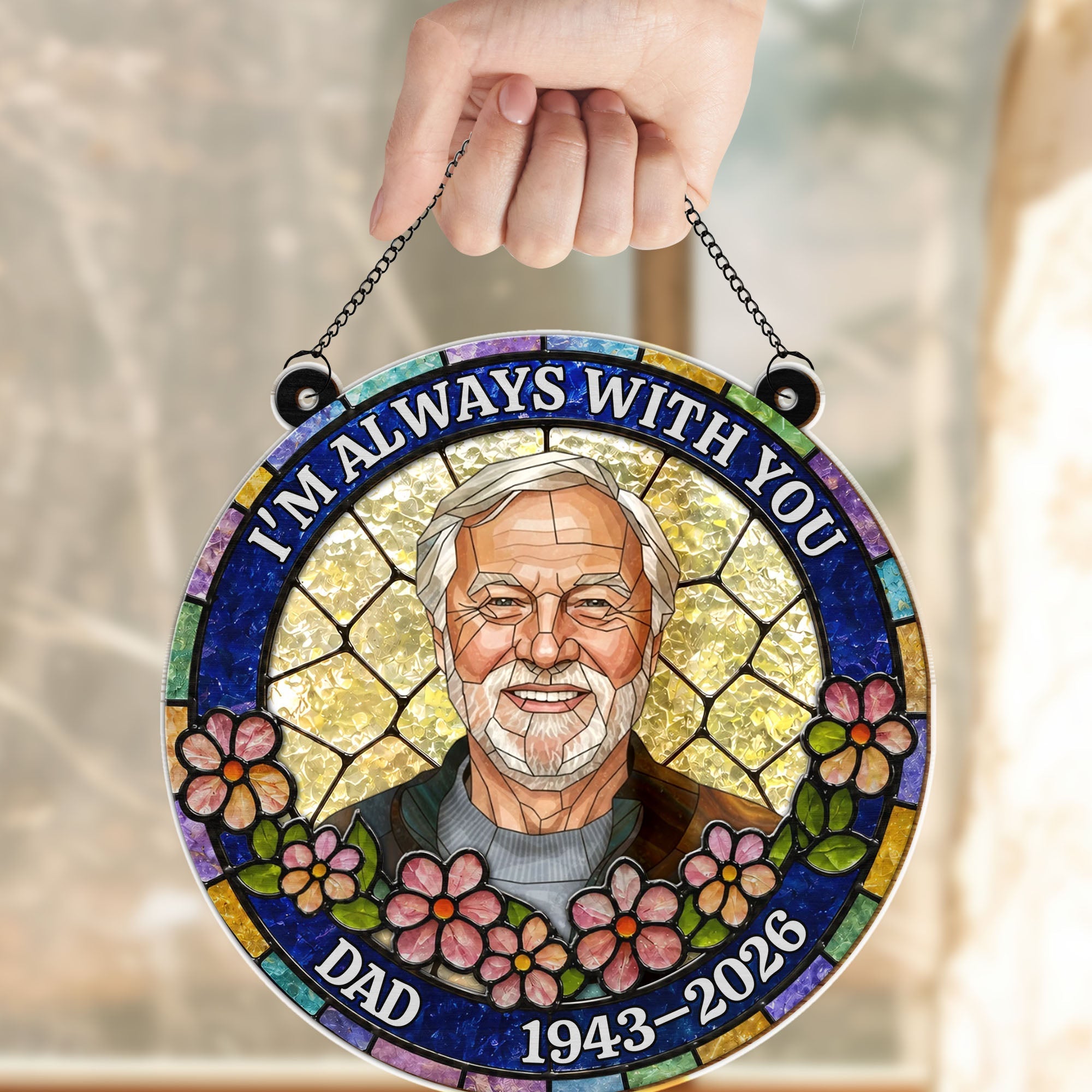 Personalized Suncatcher Memorial Gift for Dad | Custom Flowers