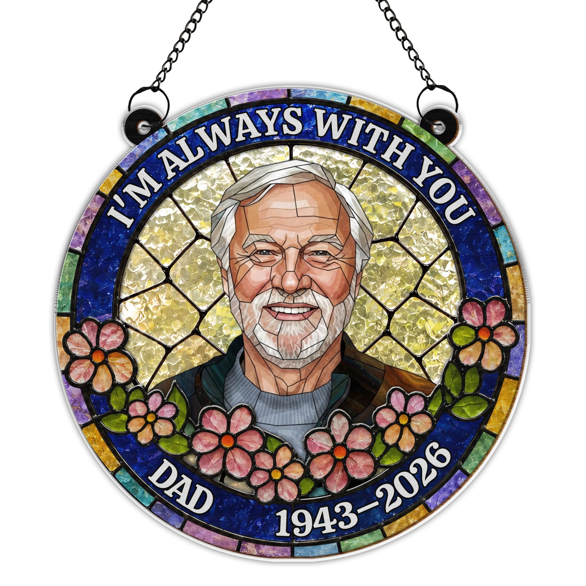 Personalized Suncatcher Memorial Gift for Dad | Custom Flowers