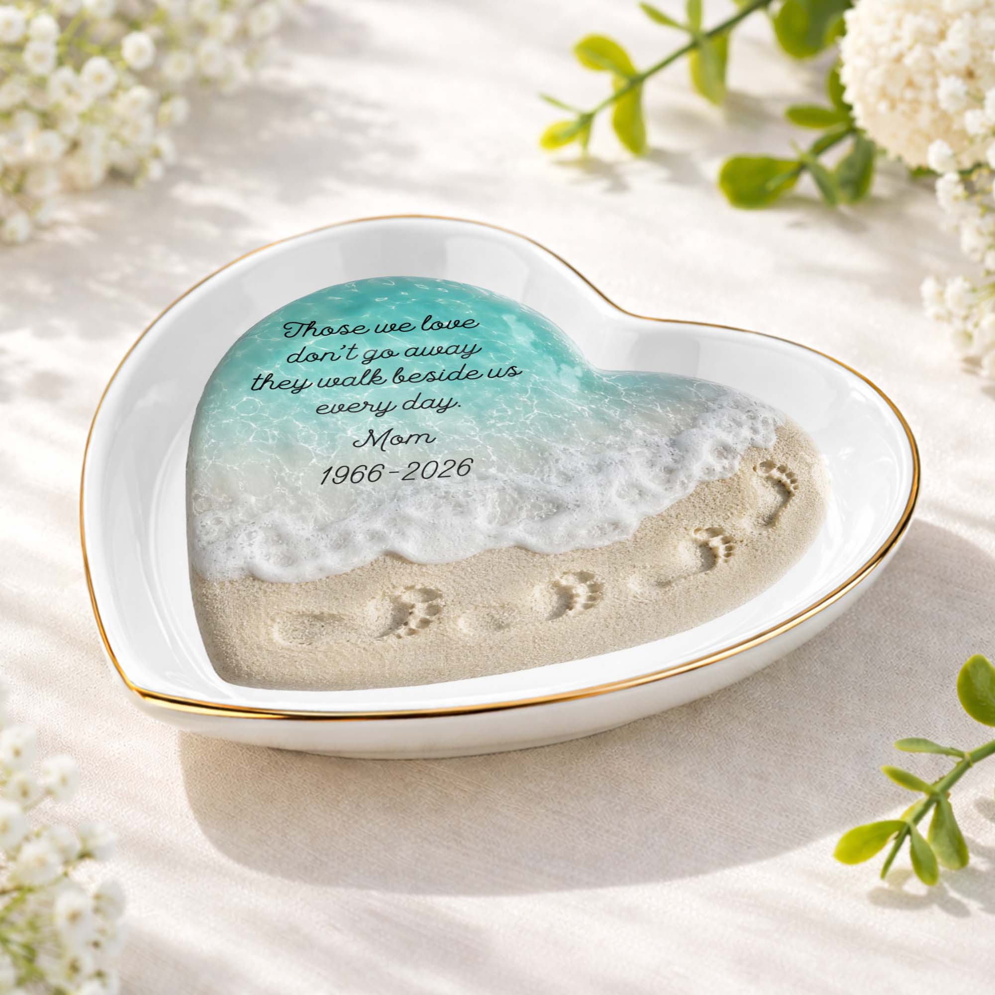 Personalized Heart Shaped Jewelry Dish Custom Name Gift for Memorial