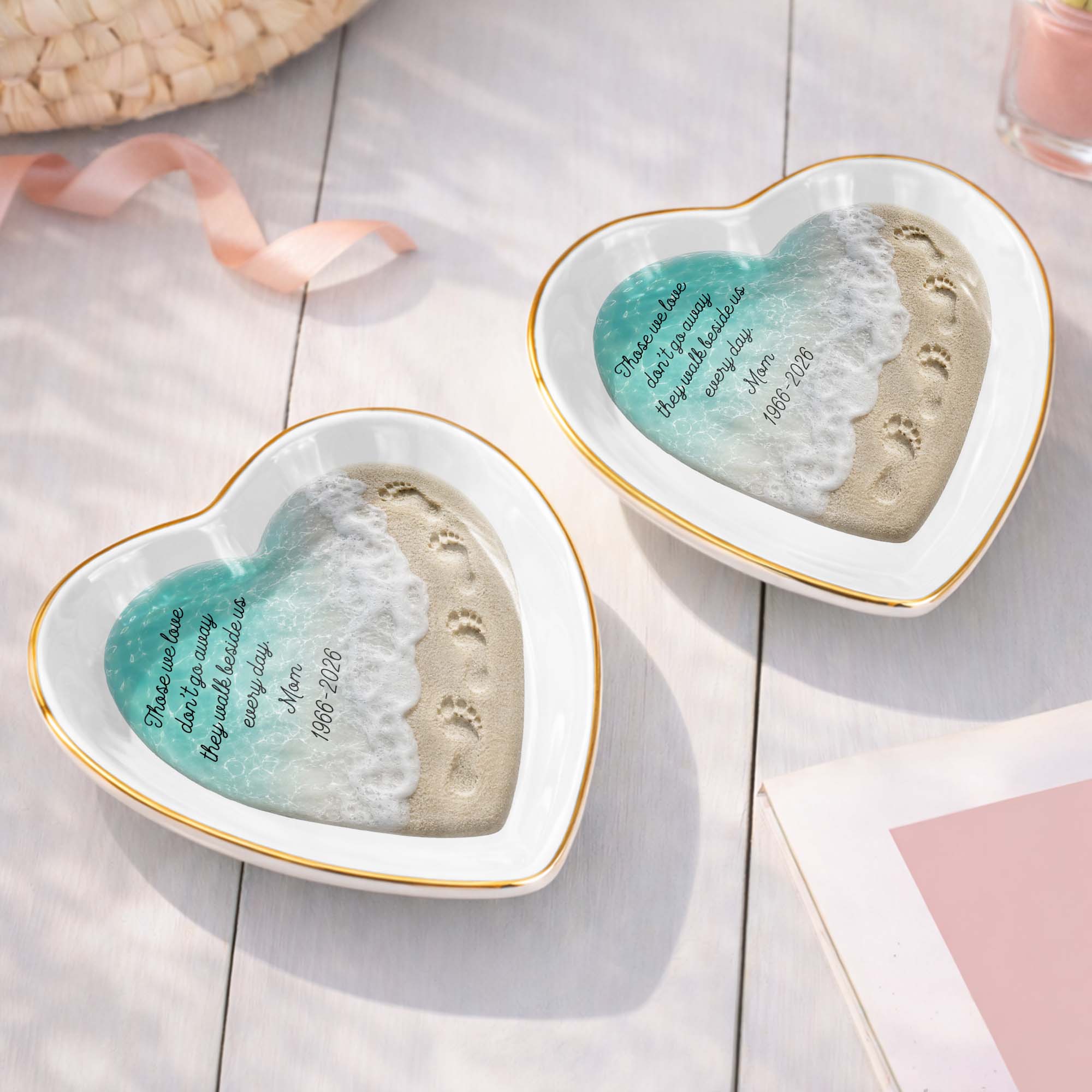 Personalized Heart Shaped Jewelry Dish Custom Name Gift for Memorial