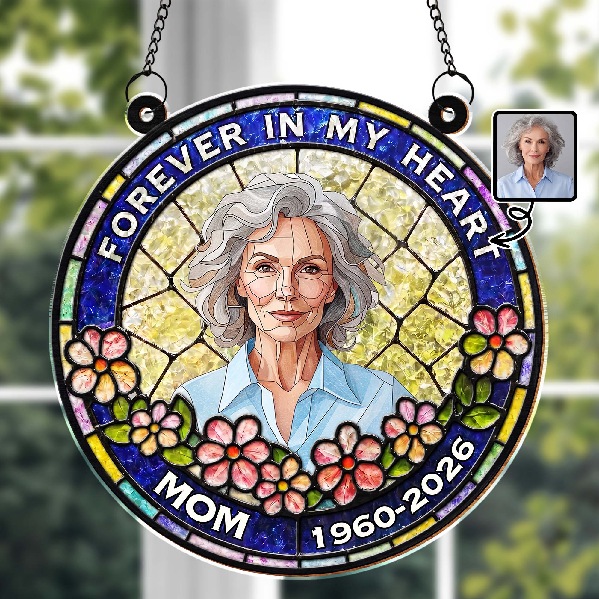 Personalized Memorial Suncatcher Portrait Gift for Mom