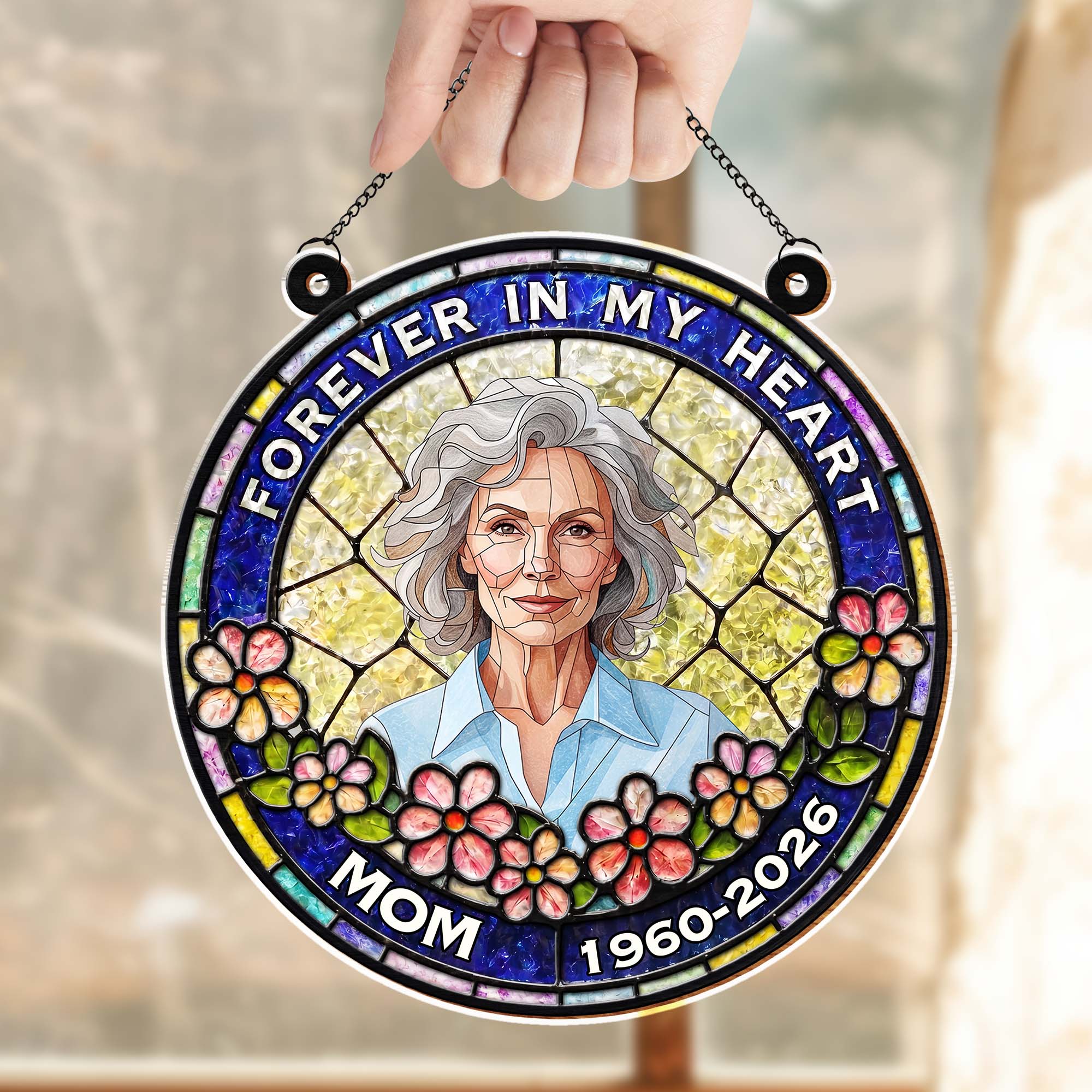 Personalized Memorial Suncatcher Portrait Gift for Mom