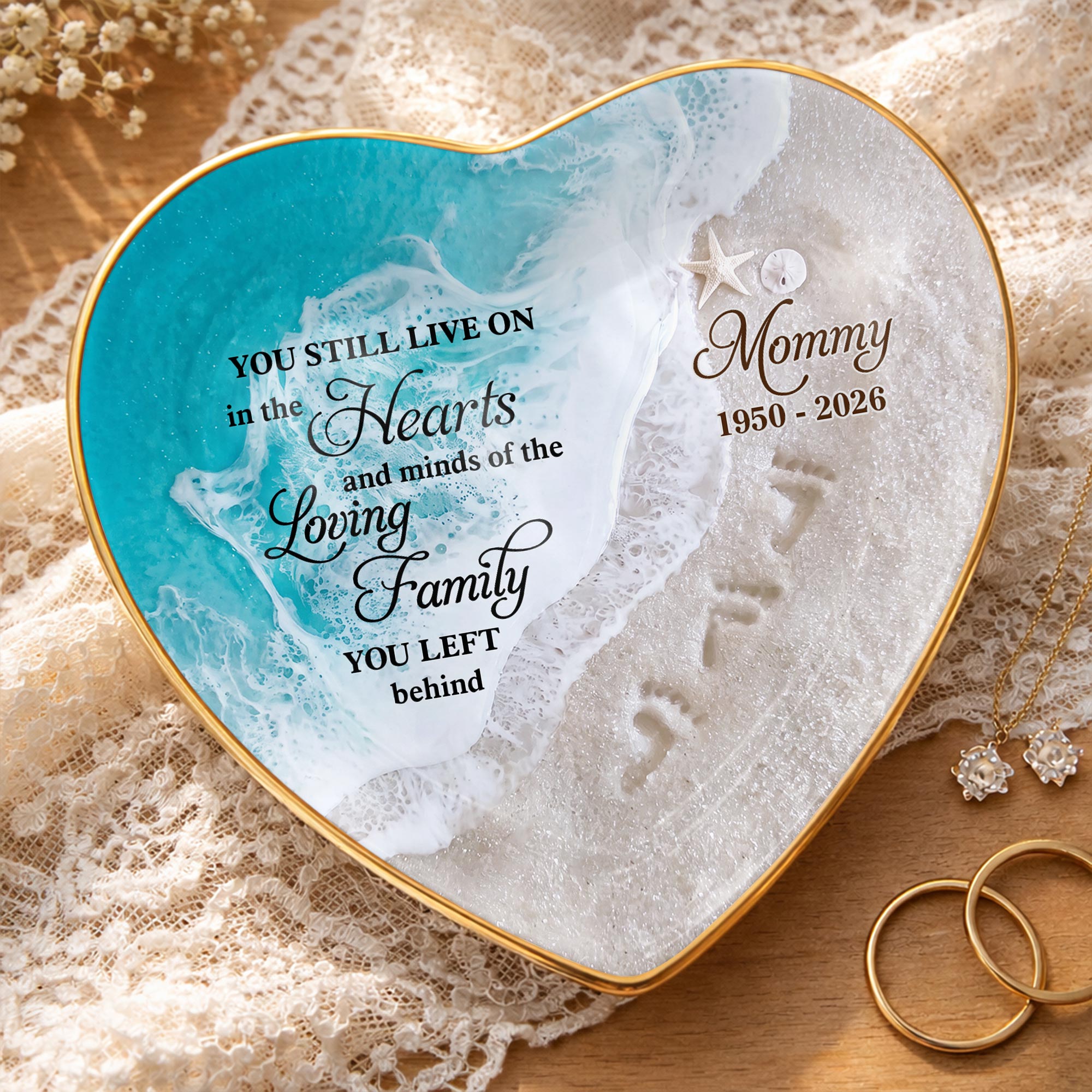 Personalized Heart-Shaped Jewelry Dish Custom Name Gift for Family