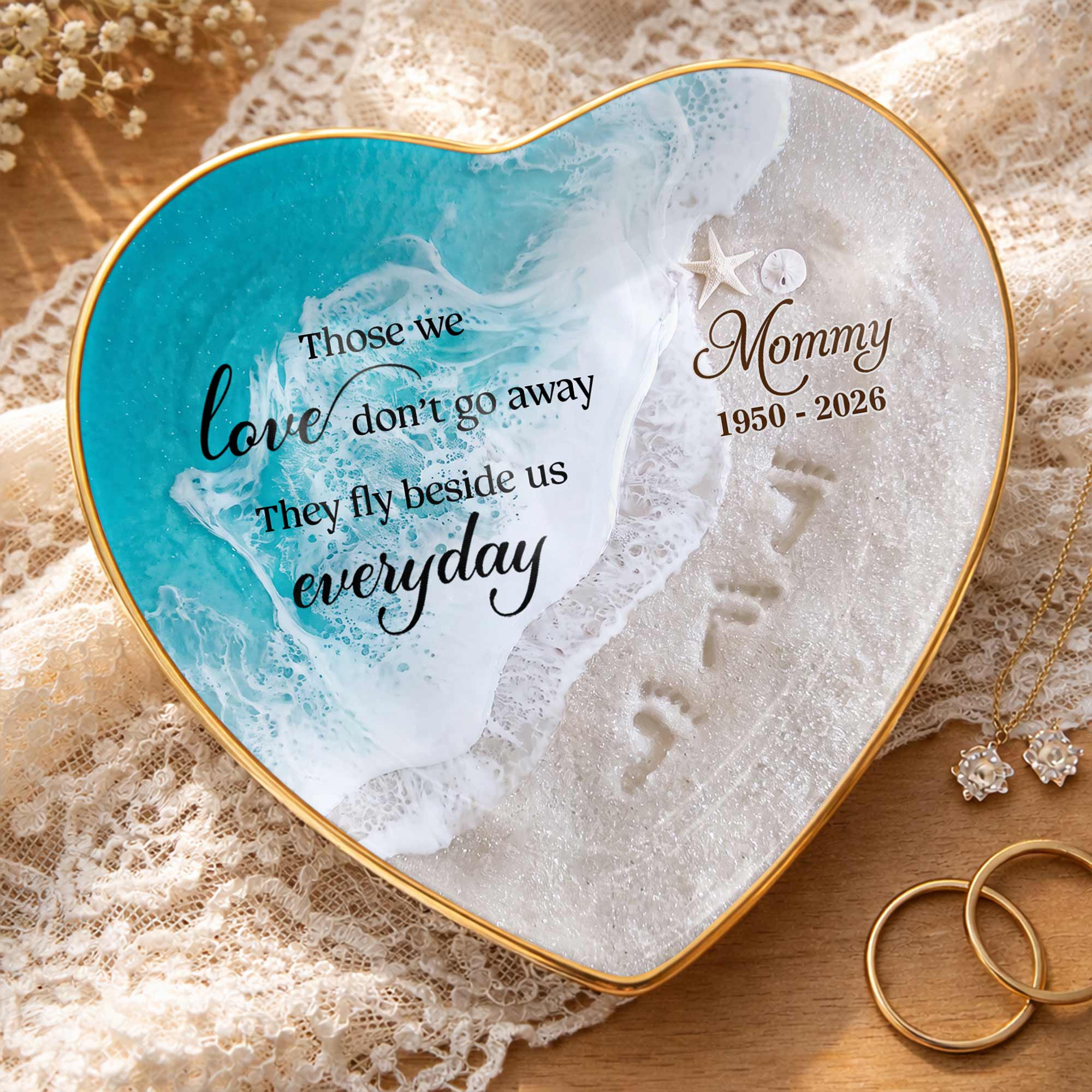 Personalized Heart Jewelry Dish Custom Name Gift for Mom