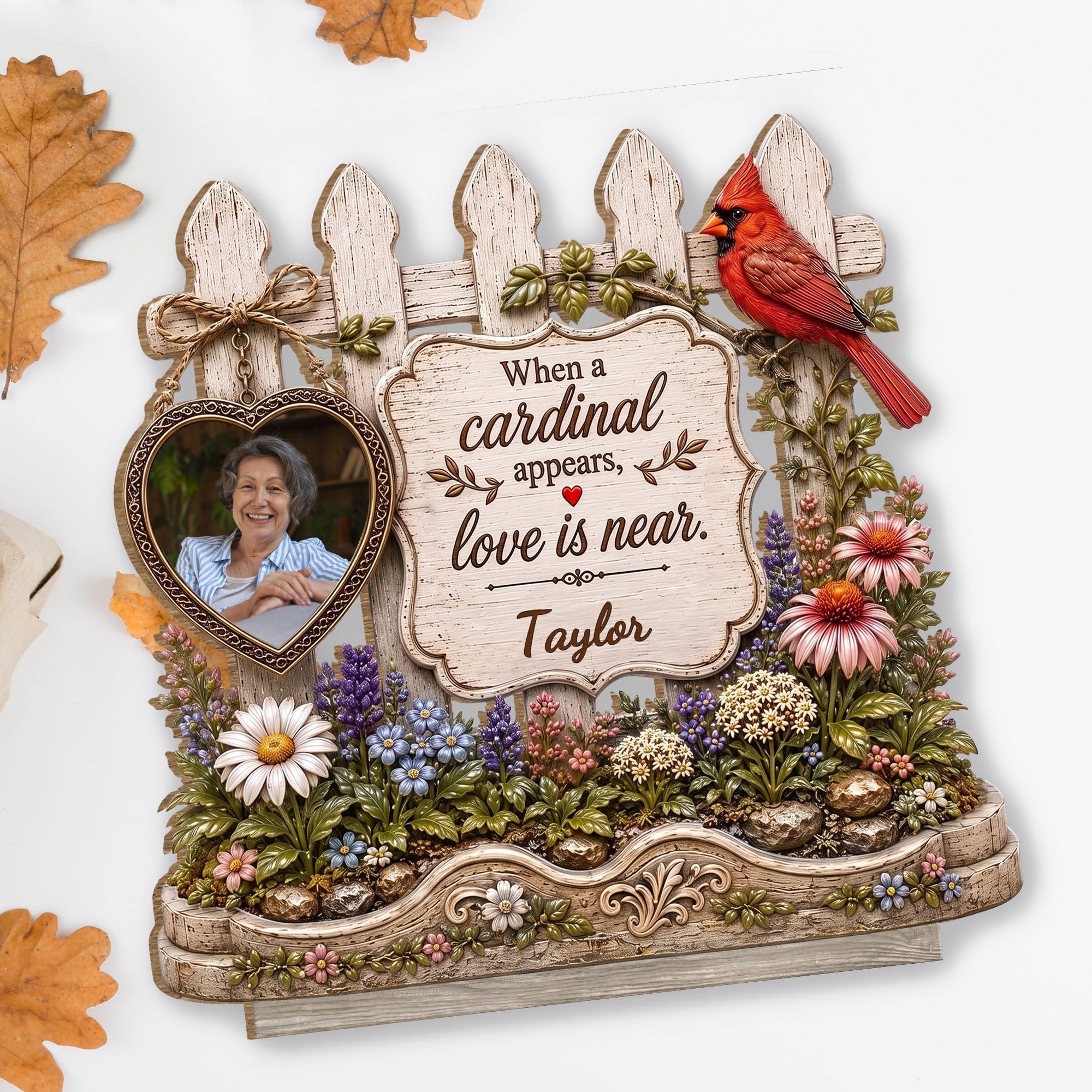 Personalized 2-Layer Wood Plaque Custom Name Cardinal Gift