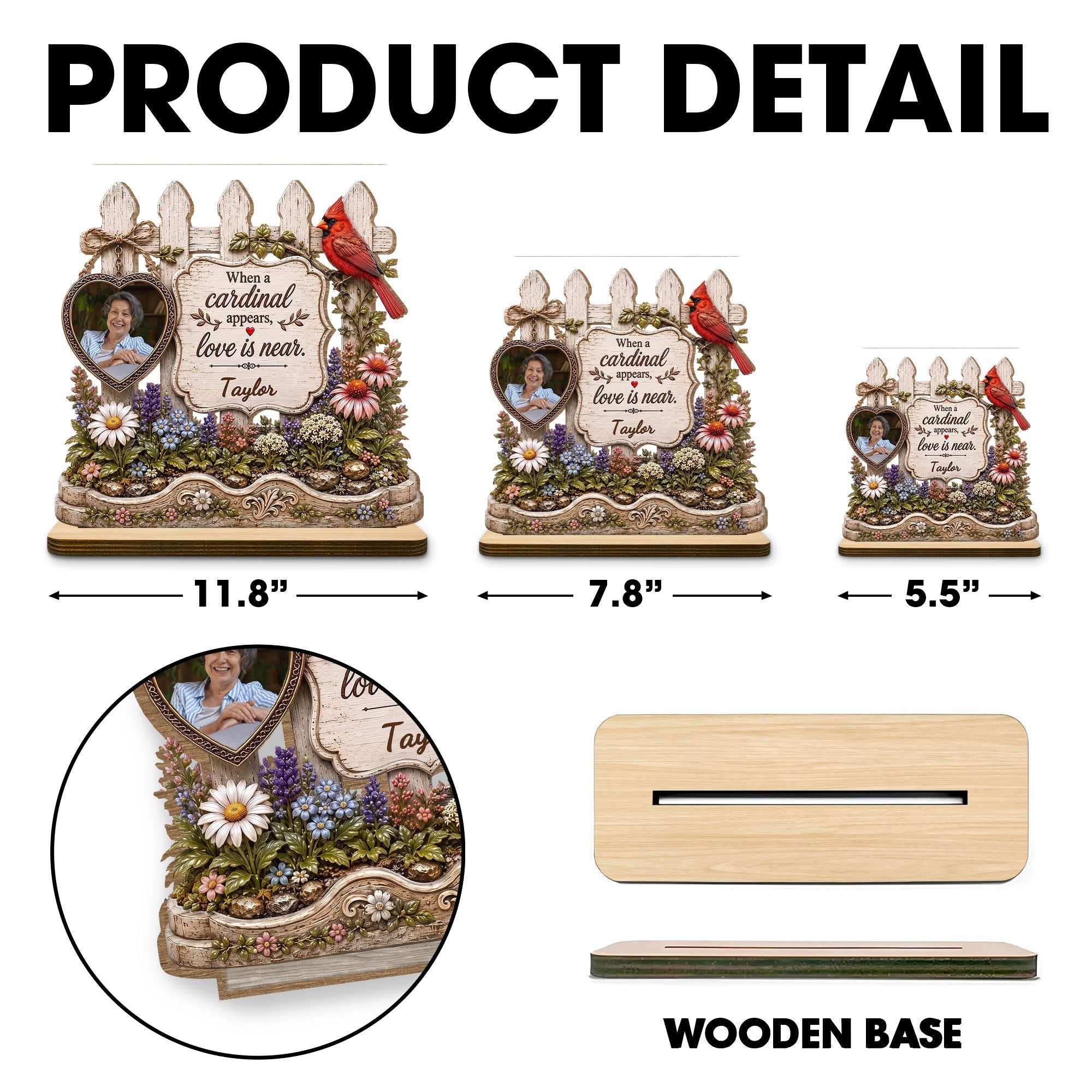 Personalized 2-Layer Wood Plaque Custom Name Cardinal Gift