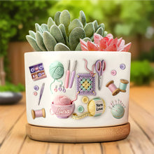 Load image into Gallery viewer, Personalized Yarn Love Ceramic Plant Pot Custom Gifts for Aunt
