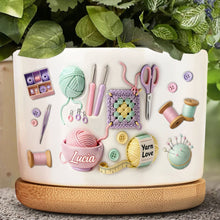 Load image into Gallery viewer, Personalized Yarn Love Ceramic Plant Pot Custom Gifts for Aunt
