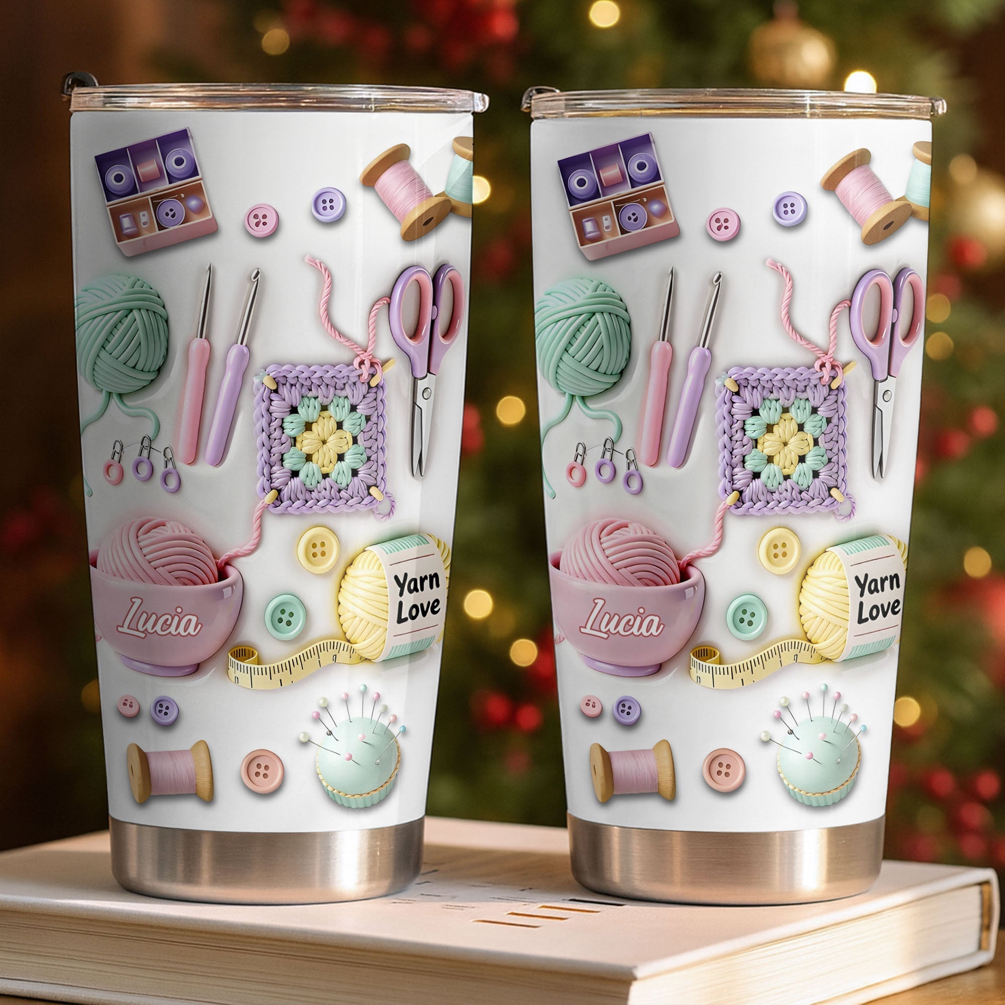 Personalized 20oz Stainless Steel Tumbler Yarn Love Gift for Crafters