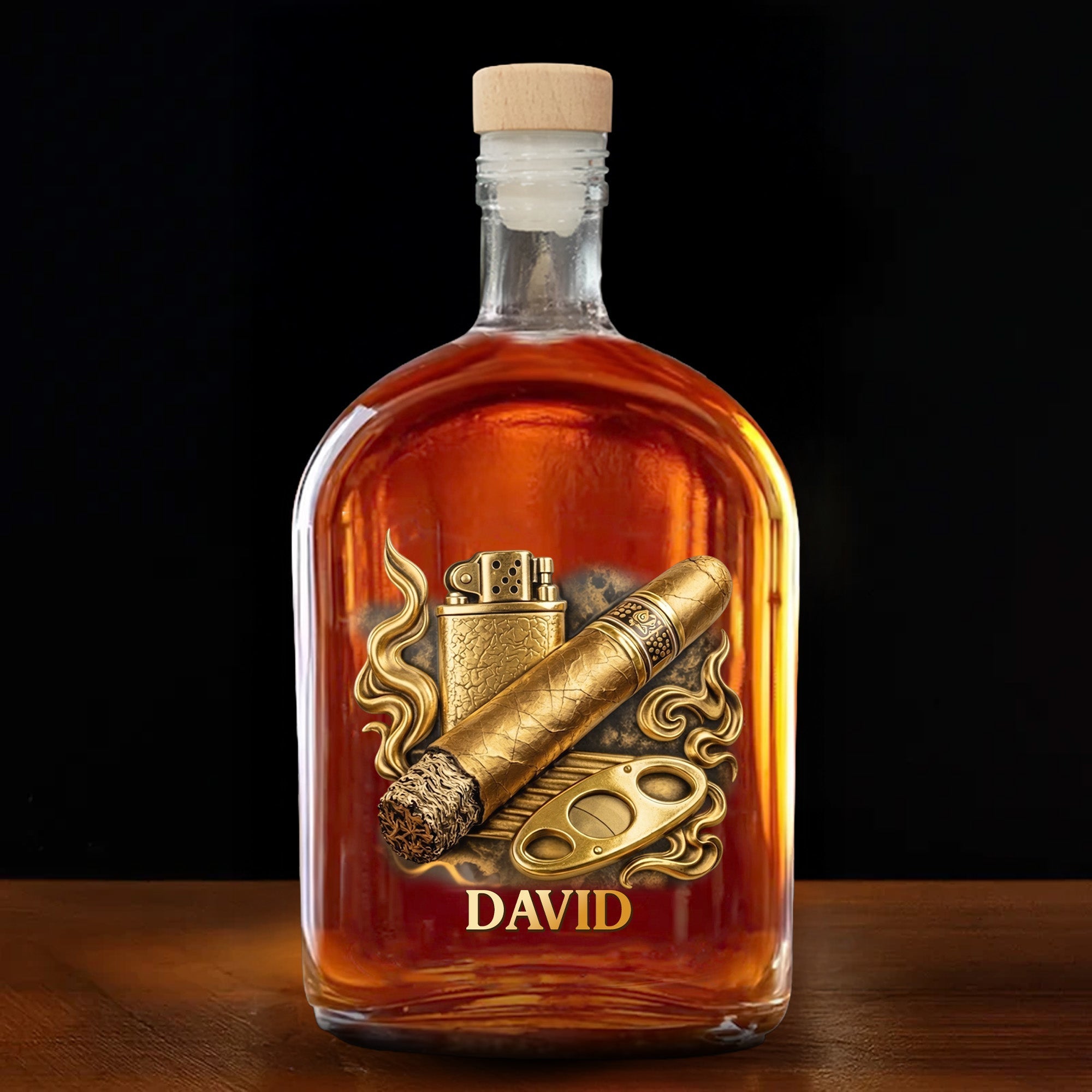 Personalized Whiskey Bottle Custom Name 3D Effect Gift for Him