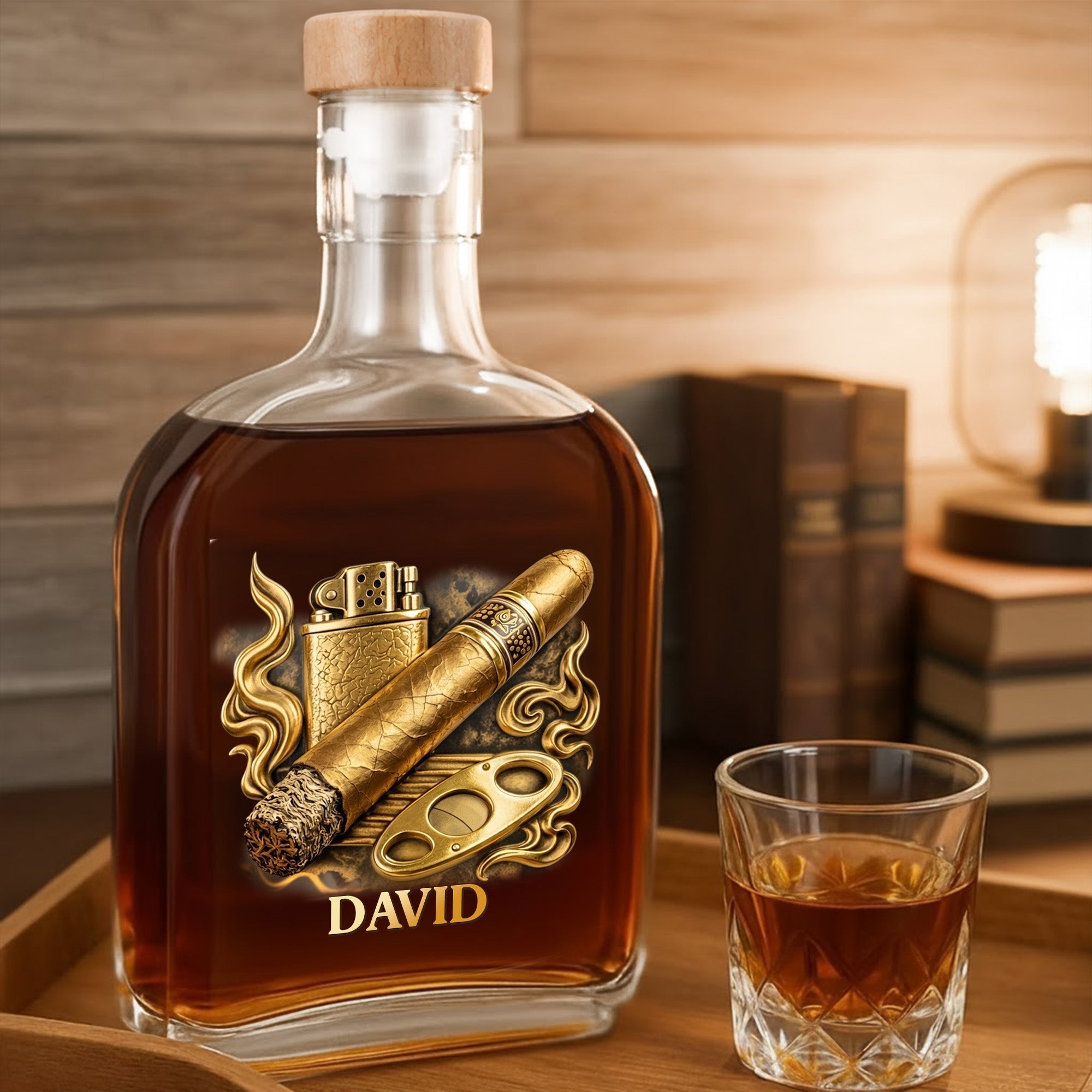 Personalized Whiskey Bottle Custom Name 3D Effect Gift for Him