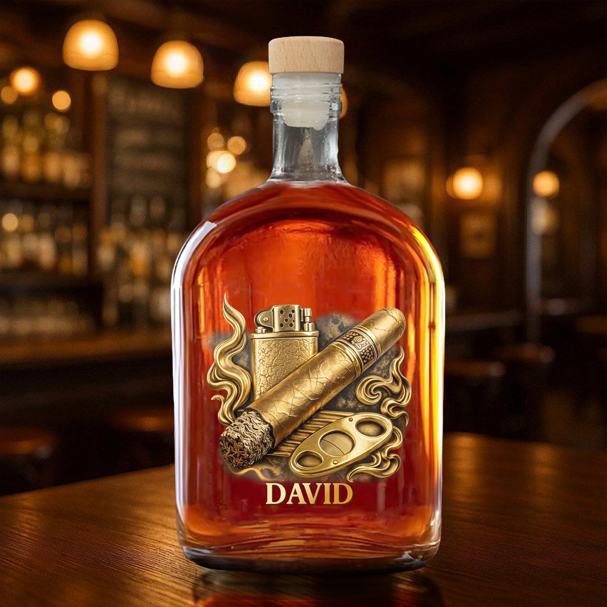 Personalized Whiskey Bottle Custom Name 3D Effect Gift for Him