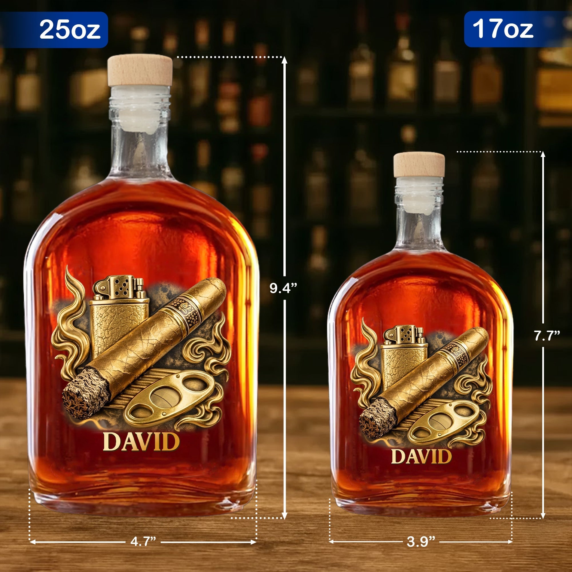 Personalized Whiskey Bottle Custom Name 3D Effect Gift for Him