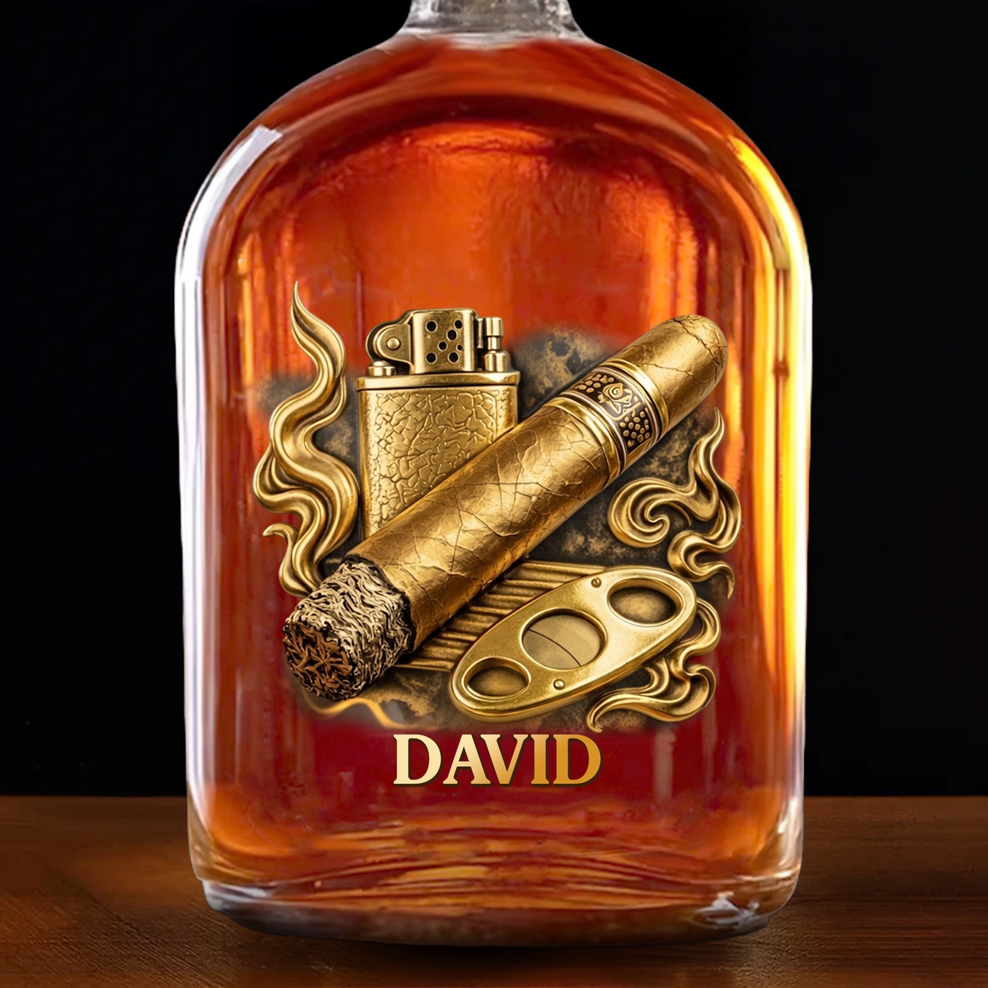 Personalized Whiskey Bottle Custom Name 3D Effect Gift for Him