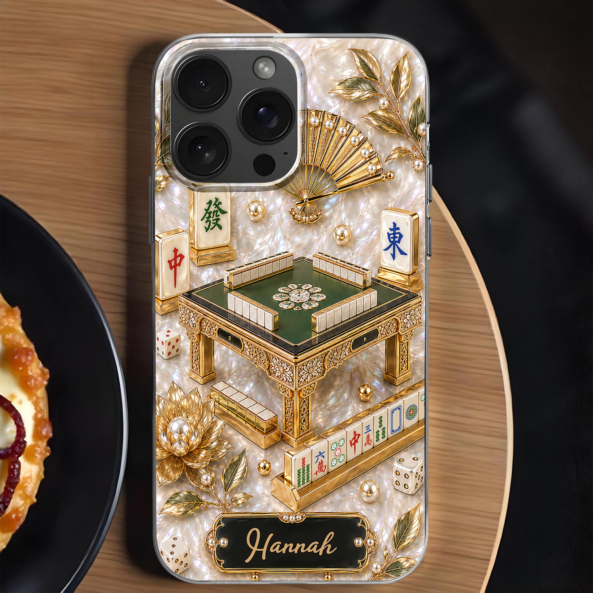 Personalized Clear Phone Case for Mahjong Lovers | Custom Name Gift