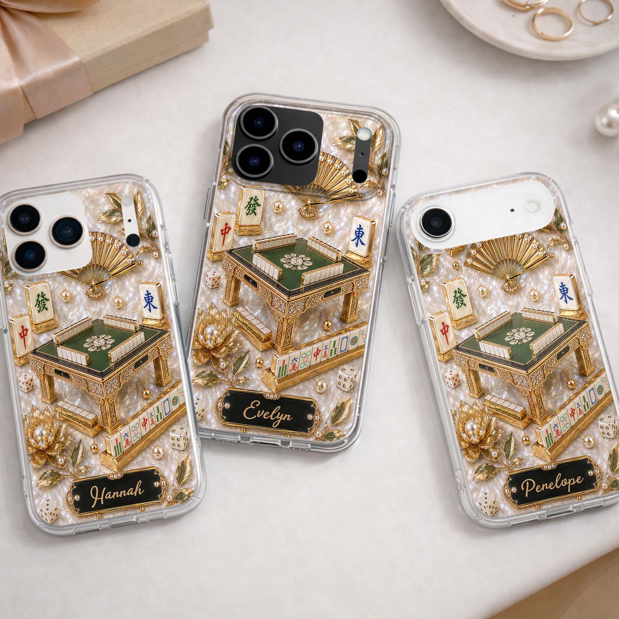Personalized Clear Phone Case for Mahjong Lovers | Custom Name Gift