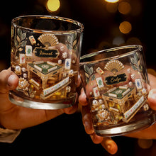 Load image into Gallery viewer, Personalized Custom Whiskey Glass with Gold Tiles for Dad
